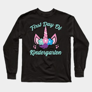 Unicorn With Green Text | First Day of Kindergarten Long Sleeve T-Shirt